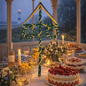 Midsommarflaggstång bordsvariant